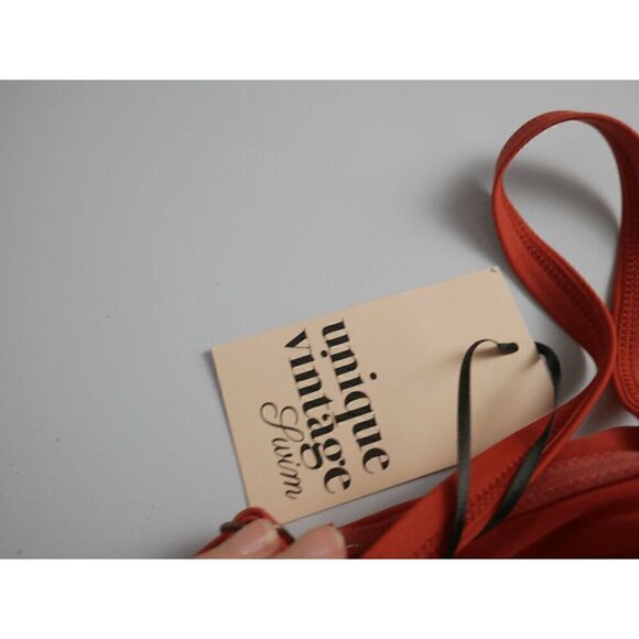 Unique Vintage Rust & White Stripped Louis Swim TOP Bikini S - Picture 6 of 6